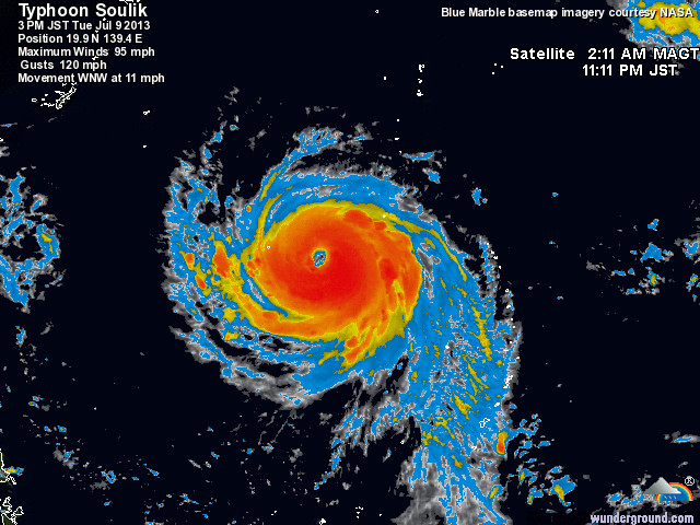 Il tifone Soulik fa sempre più impressione sul Pacifico domani