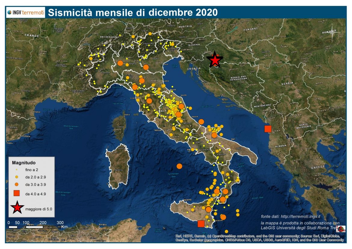 Terremoti Le Mappe Mensili Della Sismicità A Dicembre 1224 Eventi 12 Di Magnitudo Pari O 8008