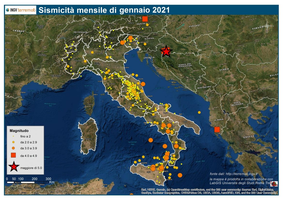 Terremoti, Le Mappe Mensili Della Sismicità: 1094 Eventi A Gennaio 2021 ...