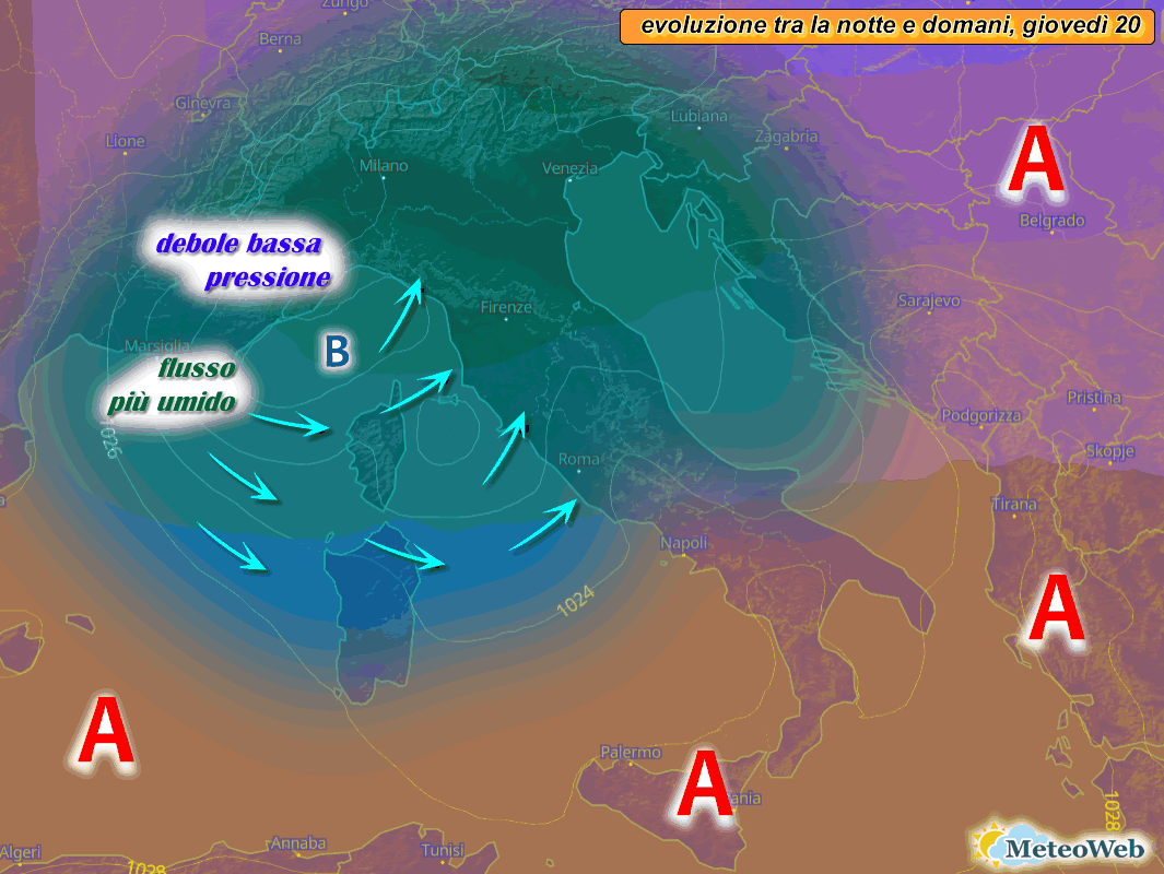 Previsioni Meteo peggioramento dalla notte lalta pressione inizierà