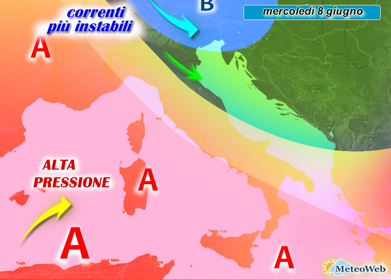 Previsioni Meteo calo termico e alta pressione sempre più compromessa