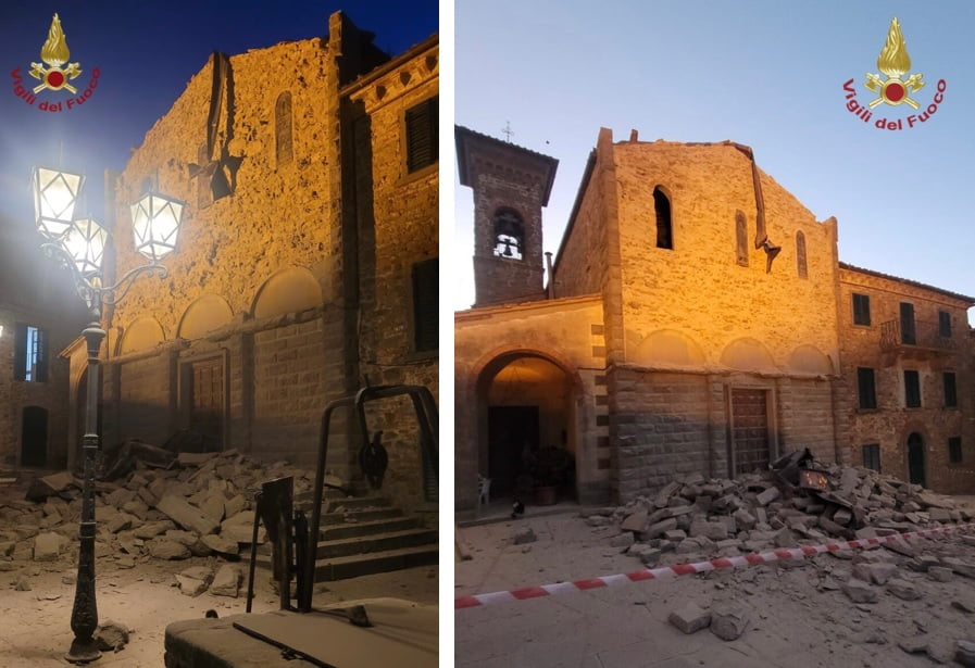 Arezzo Boato All Alba Crolla Facciata Della Chiesa A Civitella In Val