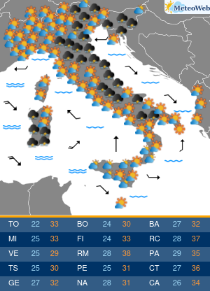 Previsioni  Meteo Sabato 3 Agosto