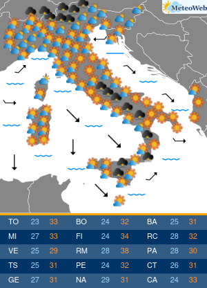 Previsioni  Meteo Martedi 6 Agosto