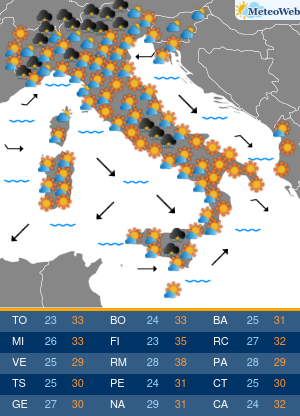 Previsioni  Meteo Martedi 6 Agosto