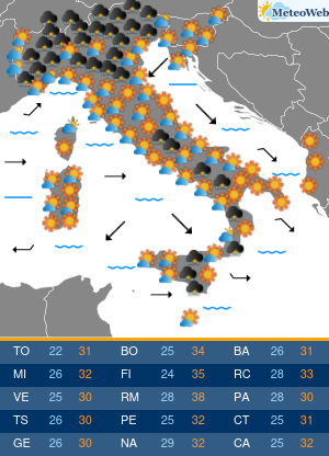 Previsioni  Meteo Mercoledi 7 Agosto