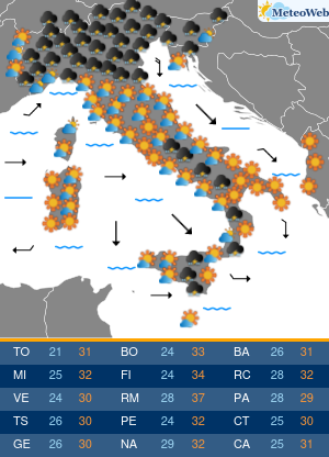 Previsioni  Meteo Mercoledi 7 Agosto