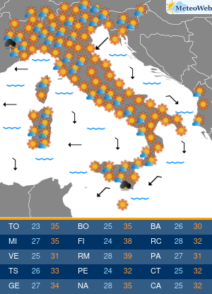 Previsioni Meteo Sabato 10 Agosto