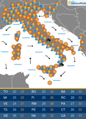 Previsioni  Meteo Venerdi 9 Agosto