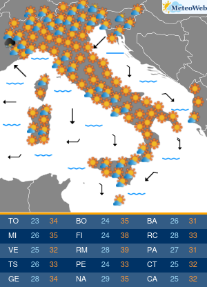 Previsioni Meteo Sabato 10 Agosto