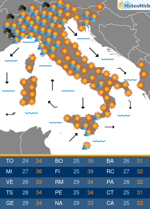 Previsioni  Meteo Lunedi 12 Agosto