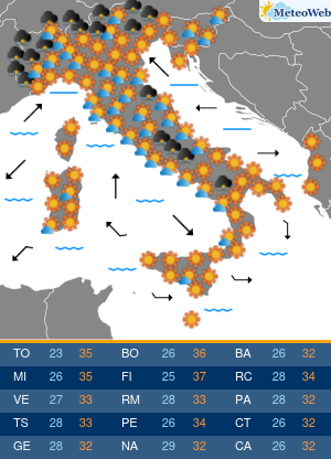 Previsioni  Meteo Martedi 13 Agosto