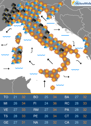 Previsioni  Meteo Mercoledi 14 Agosto