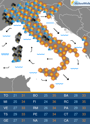 Previsioni  Meteo Giovedi 15 Agosto