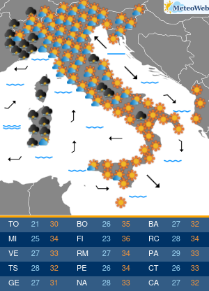 Previsioni  Meteo Giovedi 15 Agosto