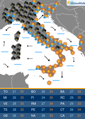 Previsioni  Meteo Venerdi 16 Agosto