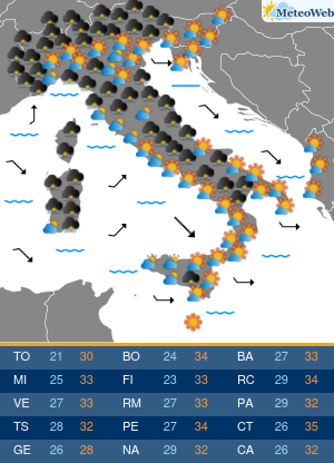 Previsioni Meteo Sabato 17 Agosto