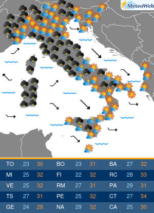 Previsioni  Meteo Sabato 17 Agosto