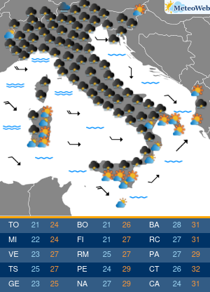 Previsioni  Meteo Domenica 18 Agosto