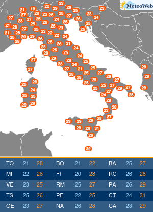 Temperature Massime Lunedi 19 Agosto