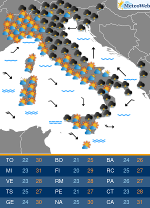 Previsioni  Meteo Martedi 20 Agosto