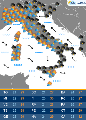 Previsioni  Meteo Martedi 20 Agosto