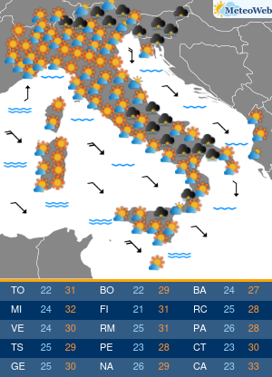 Previsioni  Meteo Mercoledi 21 Agosto