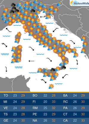 Previsioni Meteo Giovedi 22 Agosto