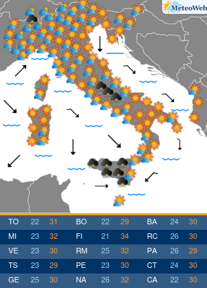 Previsioni Meteo Venerdi 23 Agosto