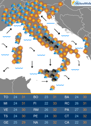 Previsioni  Meteo Venerdi 23 Agosto