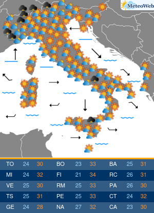 Previsioni Meteo Sabato 24 Agosto