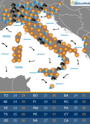 Previsioni Meteo Giovedi 22 Agosto