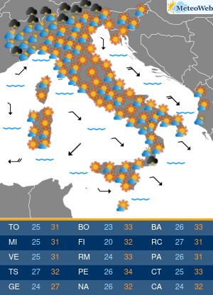 Previsioni  Meteo Domenica 25 Agosto