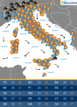 Previsioni  Meteo Domenica 25 Agosto