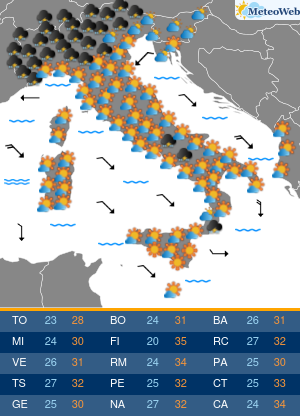 Previsioni Meteo Lunedi 26 Agosto