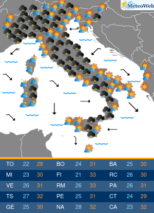 Previsioni  Meteo Martedi 27 Agosto