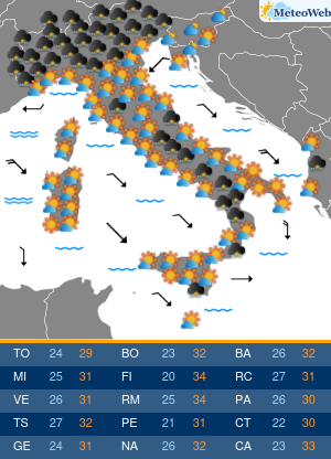 Previsioni Meteo Lunedi 26 Agosto