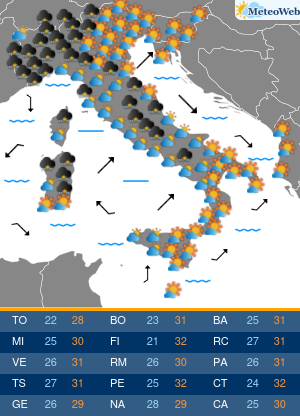 Previsioni  Meteo Lunedi 2 Settembre