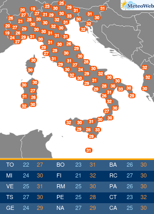 Temperature Massime Martedi 3 Settembre