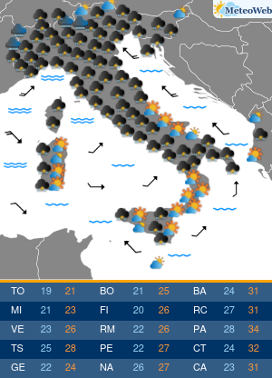 Previsioni  Meteo Giovedi 5 Settembre