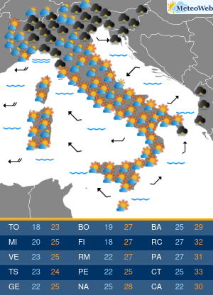 Previsioni  Meteo Venerdi 6 Settembre