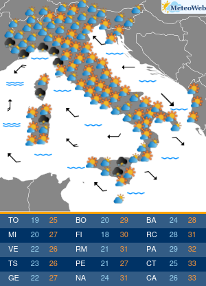 Previsioni  Meteo Sabato 7 Settembre