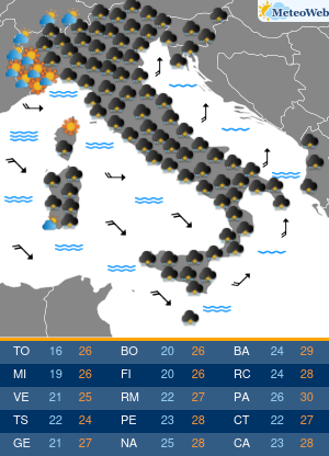 Previsioni  Meteo Lunedi 9 Settembre