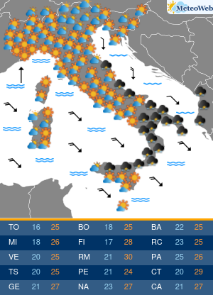 Previsioni  Meteo Martedi 10 Settembre