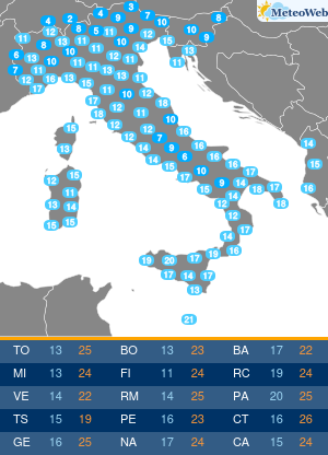 Temperature Minime Domenica 15 Settembre