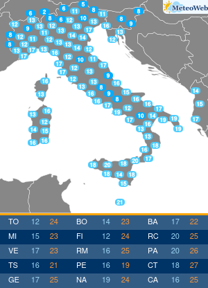 Temperature Minime Lunedi 16 Settembre