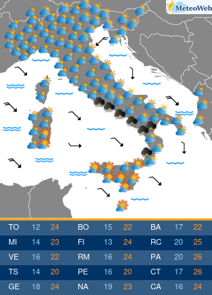 Previsioni  Meteo Lunedi 16 Settembre