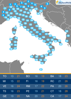 Temperature Minime Mercoledi 18 Settembre