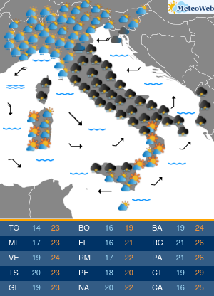 Previsioni  Meteo Giovedi 19 Settembre