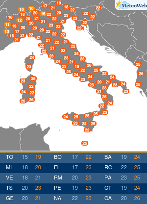 Temperature Massime Lunedi 23 Settembre